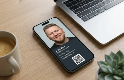 Digitale Visitenkarte auf dem Smartphone für bessere Erreichbarkeit und Online-Sichtbarkeit